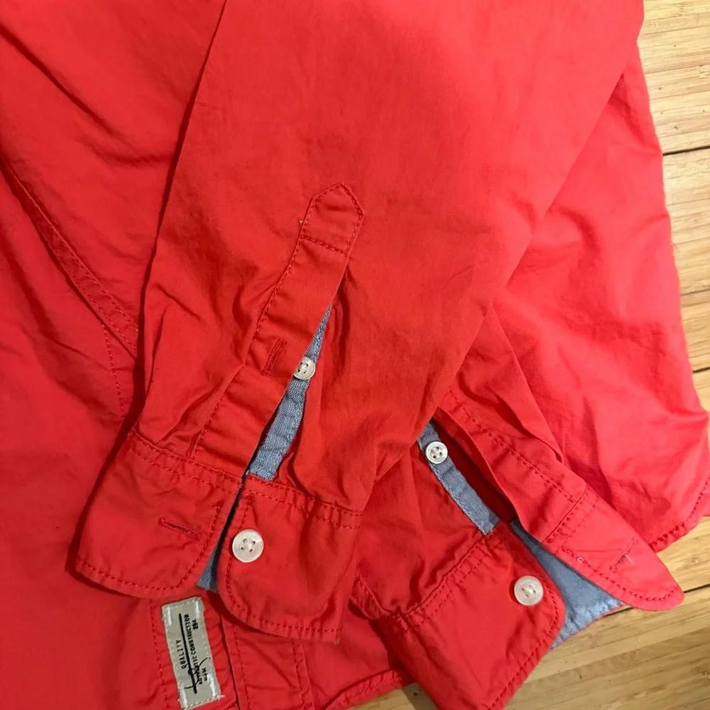 H&M LOGG Boys Red Button Down Shirt Long Sleeve Size 11-12